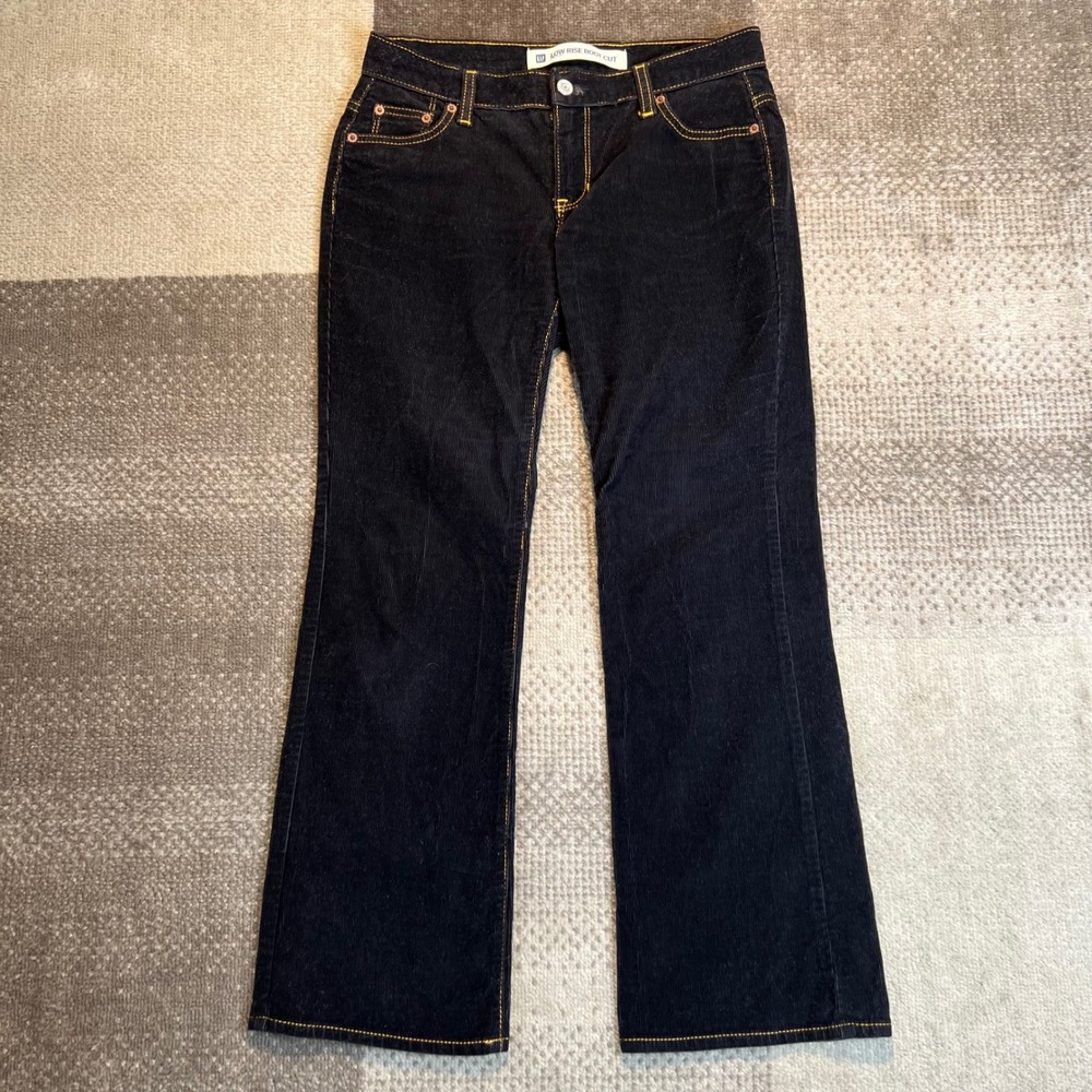 Gap Womens Low Rise Boot Cut Corduroy Pants Black Stretch Size 2A 29x27